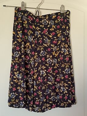 Capezio Navy Floral Midi Skirt with Pink & Blue Blooms